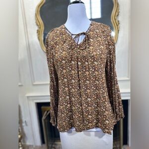 Natural Life Long Sleeve Blouse M Granola Girl Boho Floral